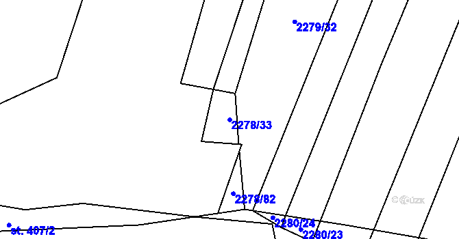 Parcela st. 2278/33 v KÚ Těšínov, Katastrální mapa