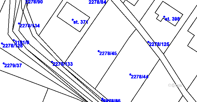 Parcela st. 2278/45 v KÚ Těšínov, Katastrální mapa