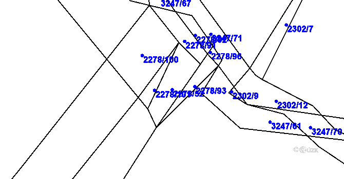Parcela st. 2278/52 v KÚ Těšínov, Katastrální mapa