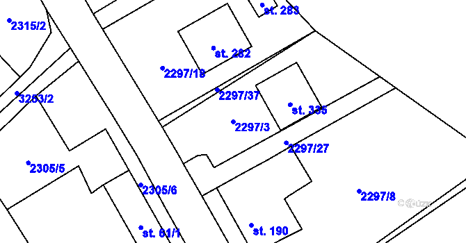 Parcela st. 2297/3 v KÚ Těšínov, Katastrální mapa