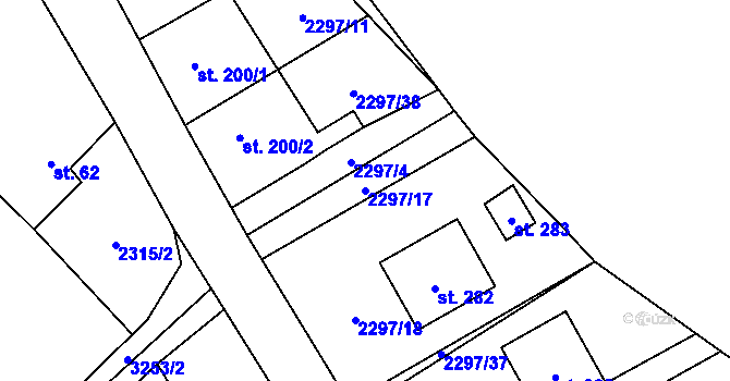 Parcela st. 2297/17 v KÚ Těšínov, Katastrální mapa