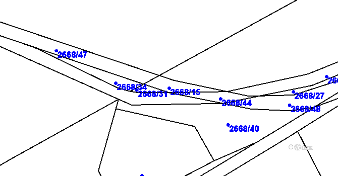 Parcela st. 2668/15 v KÚ Těšínov, Katastrální mapa