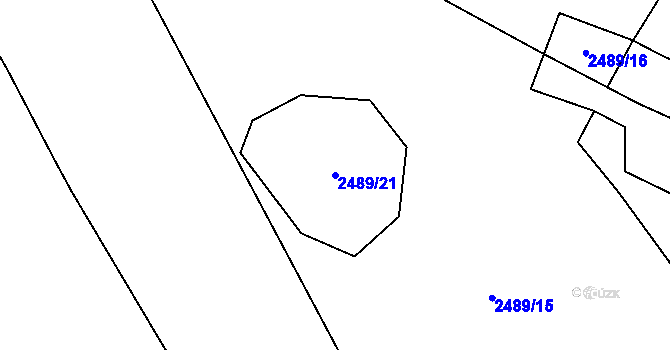 Parcela st. 2489/21 v KÚ Těšínov, Katastrální mapa