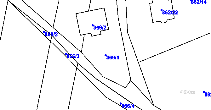 Parcela st. 369/1 v KÚ Těškovice, Katastrální mapa