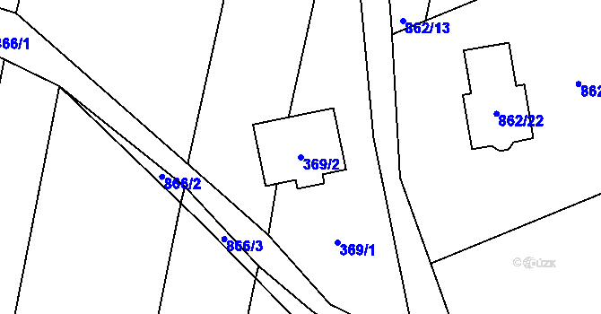 Parcela st. 369/2 v KÚ Těškovice, Katastrální mapa