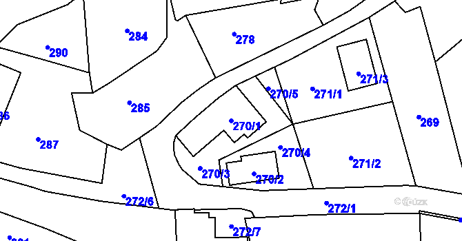 Parcela st. 270/1 v KÚ Těškovice, Katastrální mapa