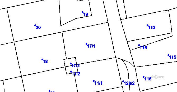 Parcela st. 17 v KÚ Těškovice, Katastrální mapa