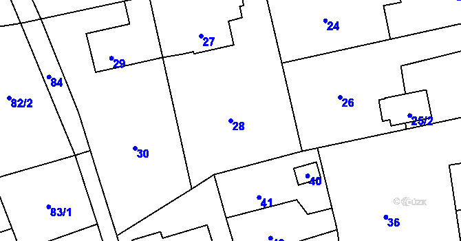 Parcela st. 28 v KÚ Těškovice, Katastrální mapa