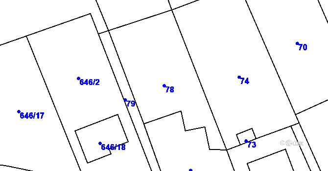 Parcela st. 78 v KÚ Těškovice, Katastrální mapa