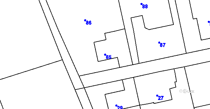 Parcela st. 85 v KÚ Těškovice, Katastrální mapa