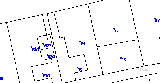 Parcela st. 94 v KÚ Těškovice, Katastrální mapa