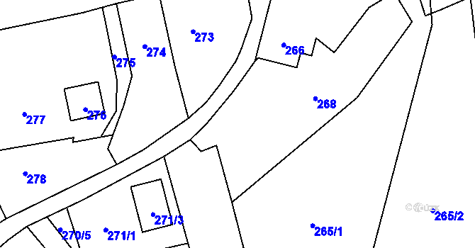 Parcela st. 267 v KÚ Těškovice, Katastrální mapa