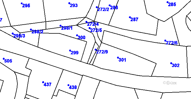 Parcela st. 272/9 v KÚ Těškovice, Katastrální mapa