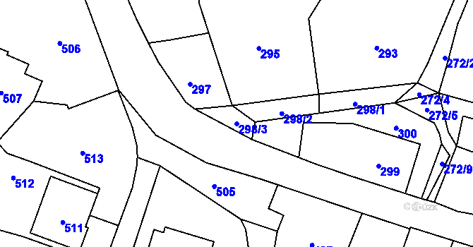 Parcela st. 298/3 v KÚ Těškovice, Katastrální mapa