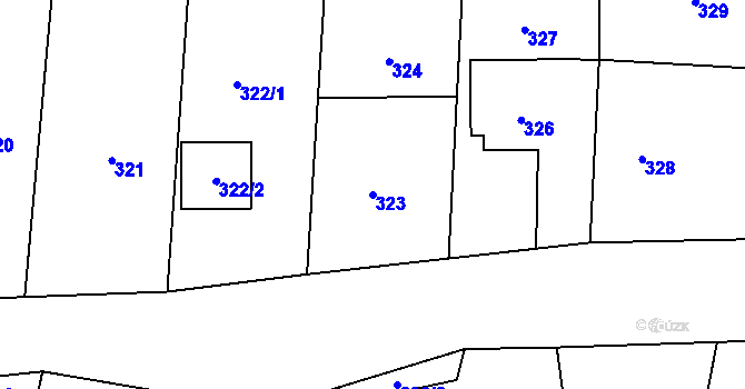 Parcela st. 323 v KÚ Těškovice, Katastrální mapa