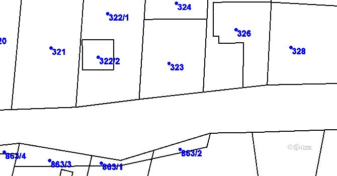 Parcela st. 325 v KÚ Těškovice, Katastrální mapa