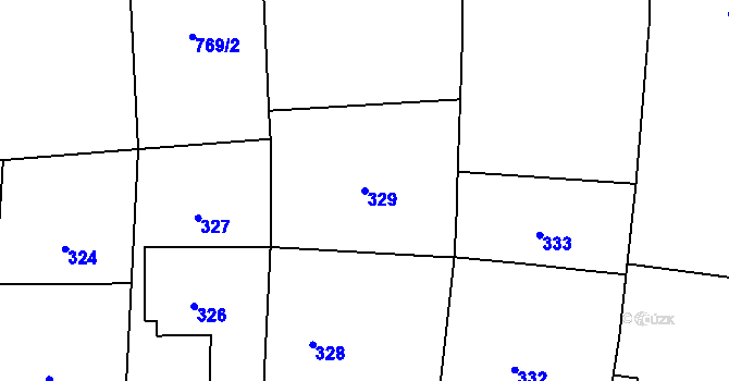 Parcela st. 329 v KÚ Těškovice, Katastrální mapa