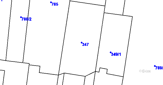 Parcela st. 347 v KÚ Těškovice, Katastrální mapa