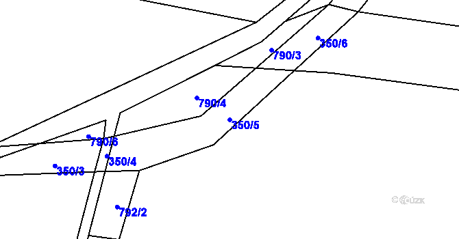 Parcela st. 350/5 v KÚ Těškovice, Katastrální mapa