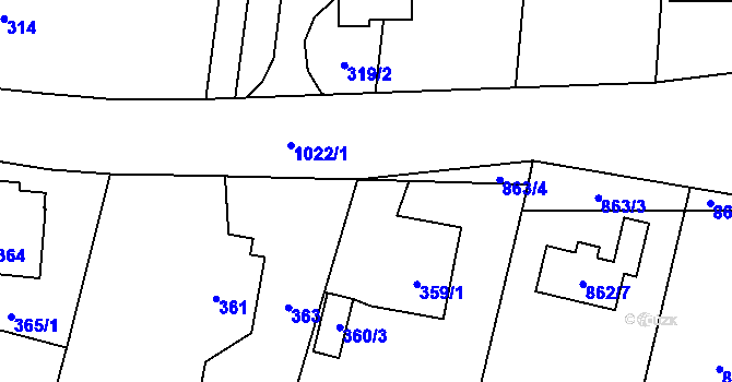 Parcela st. 359/2 v KÚ Těškovice, Katastrální mapa