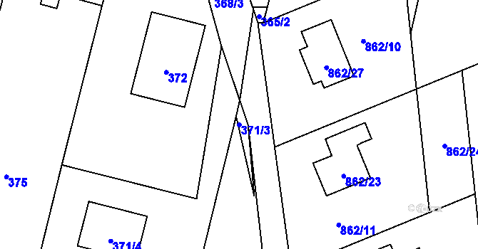 Parcela st. 371/3 v KÚ Těškovice, Katastrální mapa