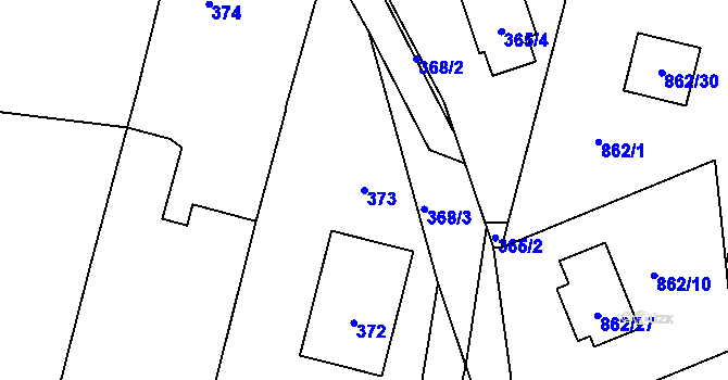 Parcela st. 373 v KÚ Těškovice, Katastrální mapa