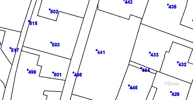 Parcela st. 441 v KÚ Těškovice, Katastrální mapa