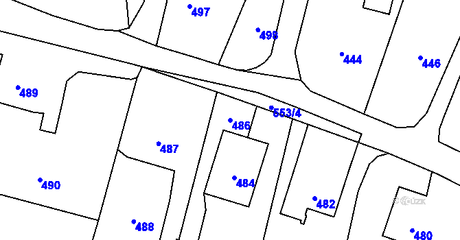 Parcela st. 486 v KÚ Těškovice, Katastrální mapa