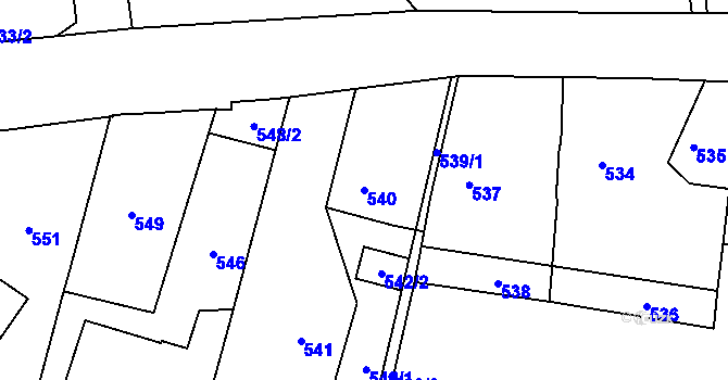 Parcela st. 540 v KÚ Těškovice, Katastrální mapa