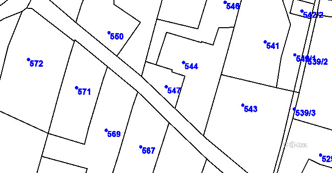Parcela st. 547 v KÚ Těškovice, Katastrální mapa