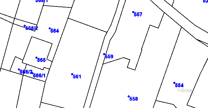 Parcela st. 559 v KÚ Těškovice, Katastrální mapa