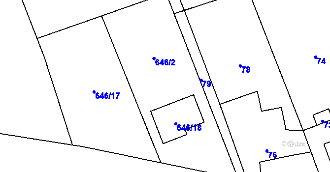 Parcela st. 646/2 v KÚ Těškovice, Katastrální mapa