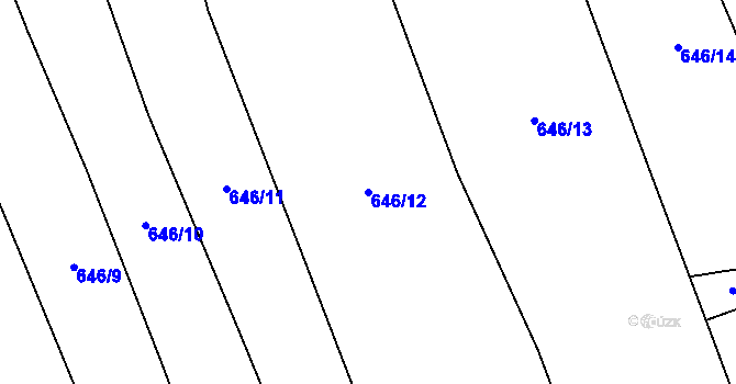 Parcela st. 646/12 v KÚ Těškovice, Katastrální mapa
