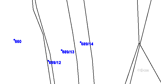 Parcela st. 689/14 v KÚ Těškovice, Katastrální mapa