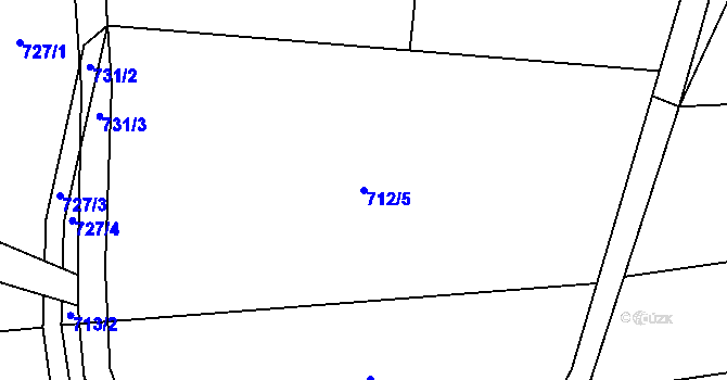 Parcela st. 712/5 v KÚ Těškovice, Katastrální mapa