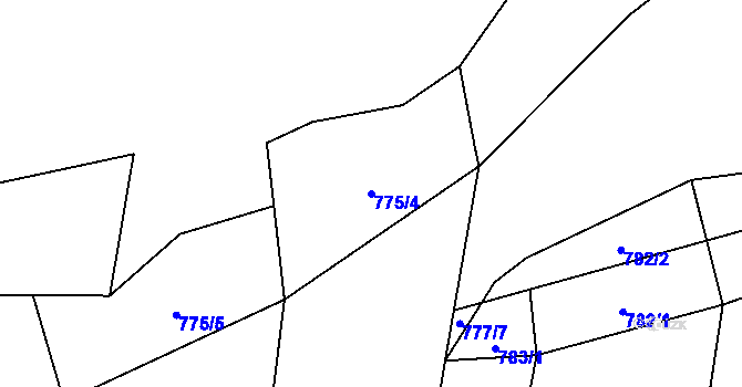 Parcela st. 775/4 v KÚ Těškovice, Katastrální mapa