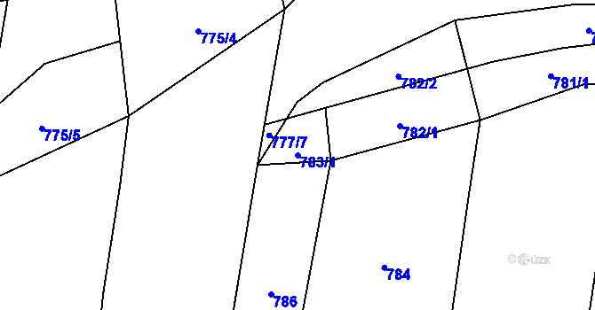 Parcela st. 783/1 v KÚ Těškovice, Katastrální mapa
