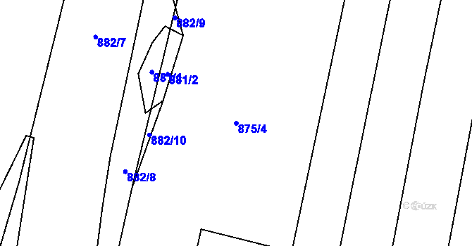 Parcela st. 875/4 v KÚ Těškovice, Katastrální mapa
