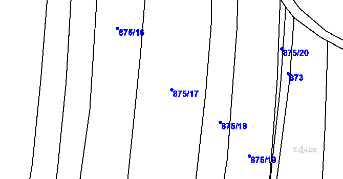 Parcela st. 875/17 v KÚ Těškovice, Katastrální mapa
