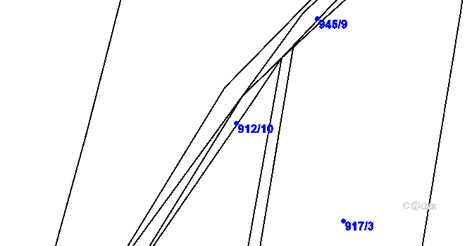 Parcela st. 912/10 v KÚ Těškovice, Katastrální mapa