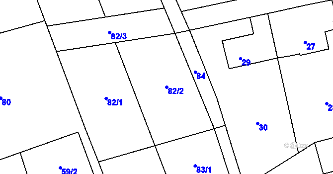 Parcela st. 82/2 v KÚ Těškovice, Katastrální mapa