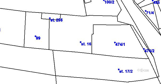 Parcela st. 16 v KÚ Těšnovice, Katastrální mapa