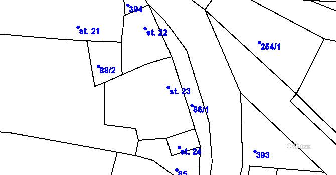 Parcela st. 23 v KÚ Těšnovice, Katastrální mapa