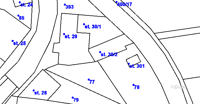 Parcela st. 30/2 v KÚ Těšnovice, Katastrální mapa