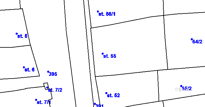 Parcela st. 55 v KÚ Těšnovice, Katastrální mapa
