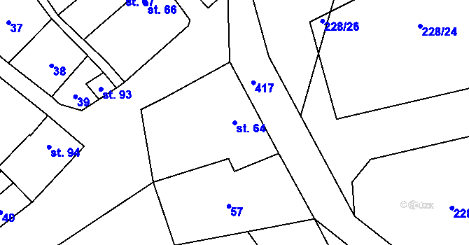Parcela st. 64 v KÚ Těšnovice, Katastrální mapa