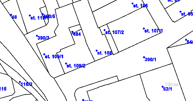 Parcela st. 108 v KÚ Těšnovice, Katastrální mapa