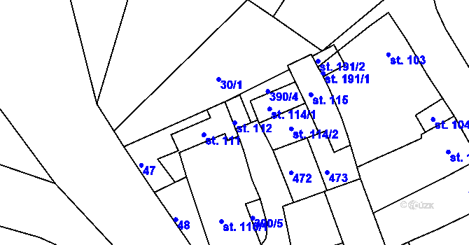 Parcela st. 112 v KÚ Těšnovice, Katastrální mapa