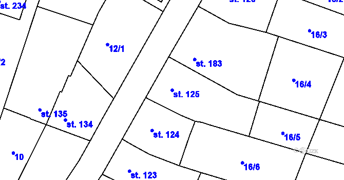 Parcela st. 125 v KÚ Těšnovice, Katastrální mapa
