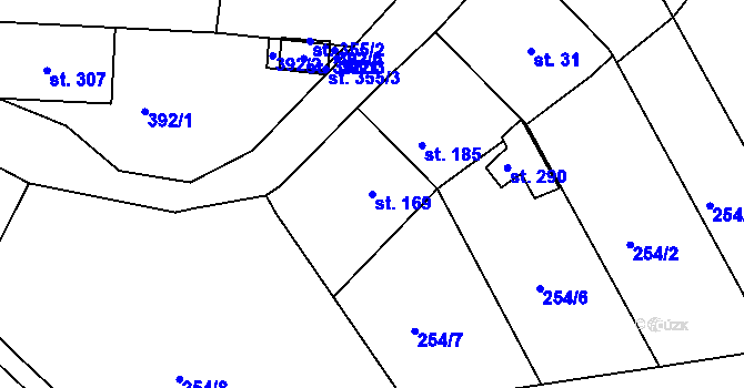 Parcela st. 169 v KÚ Těšnovice, Katastrální mapa
